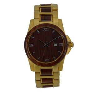 Wood And Gold Stainless Steel Water Resistant Watch Wholesale