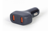 Gembird Chargeur auto avec 2 ports USB, noir - TA-U2QC3-CAR-01