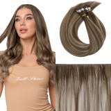 Full Shine Hand Tied Weft Hair Extensions 100% Virgin Human Balayage Highlights (#4/27/4)