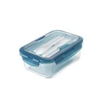 Heatproof Food Storage Easy-lock Glass Lunch Box with Cutlery