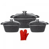 Cheffinger CF-SQC01:Batterie De Cuisine Carrée 6 Pièces Avec Gants De Cuisine