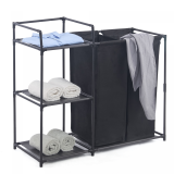 Herzberg HG-04531: Trieur de Linge à 2 Sacs Détachables Avec Etagère de Rangement à 3...