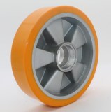 Aluminum Core Yellow PU Pallet Truck Wheel 16050mm