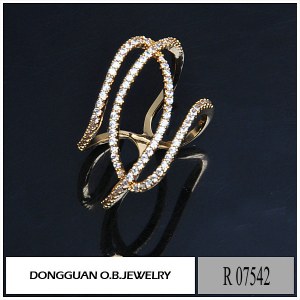 R7542 Latest Gold Finger Ring Designs Fashion Imitation Diamond Gold Ring