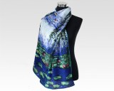 Ladies Blue Silk Skinny Chiffon Crepe De Chine Scarf For Christmas Day Gift