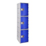 Heavy Duty Plastic Locker T-H385XXL/3: HD, HDPE, 3-Door Triple-Tier