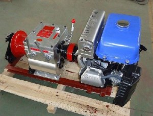 Electric power line construction grinder, cable winch