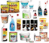 Lot en destockage de peintures, mastics, cires, émaux, décapants, pâtes et gels pour nettoyage de...